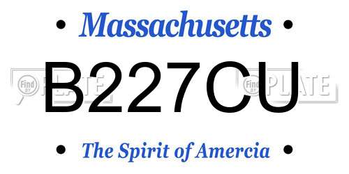 B227CU Massachusetts License Plate
