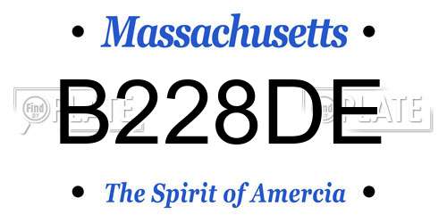 B228DE Massachusetts License Plate