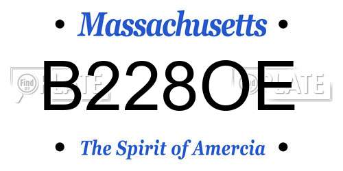 B228OE Massachusetts License Plate