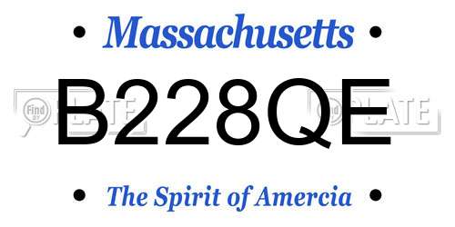 B228QE Massachusetts License Plate