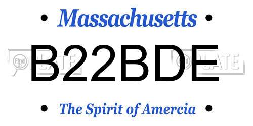 B22BDE Massachusetts License Plate