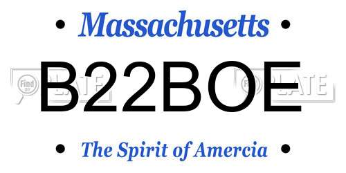 B22BOE Massachusetts License Plate