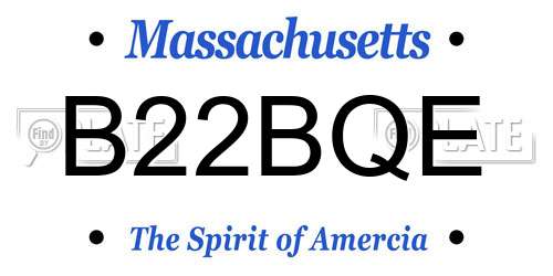 B22BQE Massachusetts License Plate