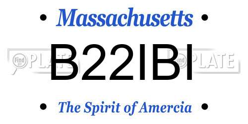 B22IBI Massachusetts License Plate