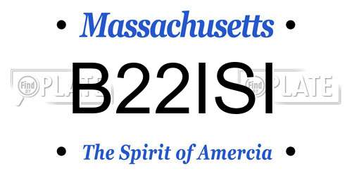 B22ISI Massachusetts License Plate