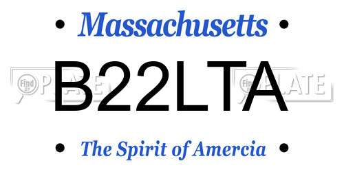 B22LTA Massachusetts License Plate