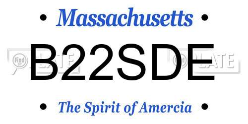 B22SDE Massachusetts License Plate