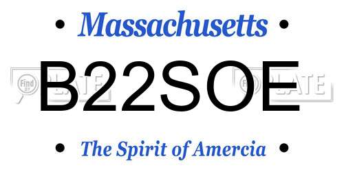 B22SOE Massachusetts License Plate