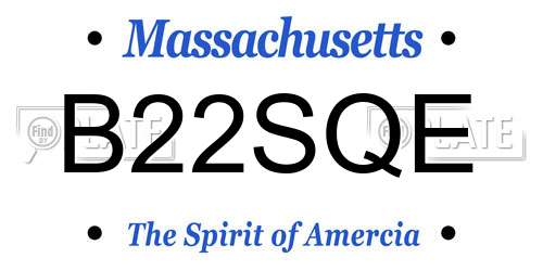B22SQE Massachusetts License Plate