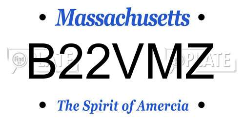 B22VMZ Massachusetts License Plate