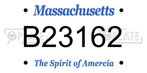 B23162 Massachusetts License Plate