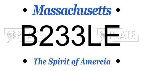 B233LE Massachusetts License Plate