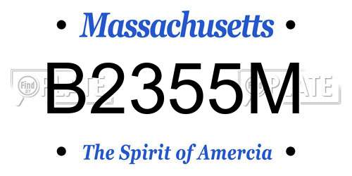 B2355M Massachusetts License Plate