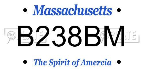 B238BM Massachusetts License Plate