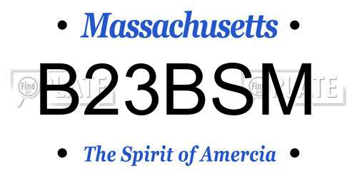 B23BSM Massachusetts License Plate