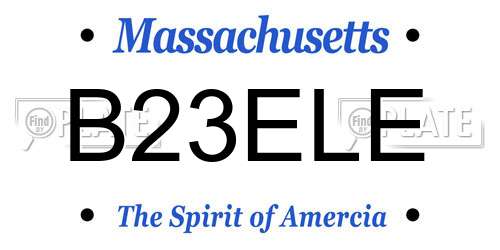 B23ELE Massachusetts License Plate