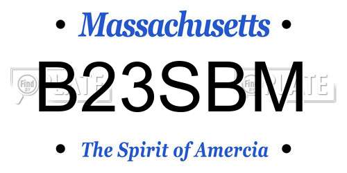 B23SBM Massachusetts License Plate