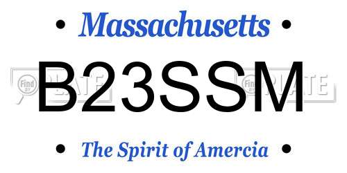 B23SSM Massachusetts License Plate