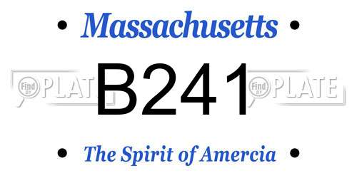 B241 Massachusetts License Plate