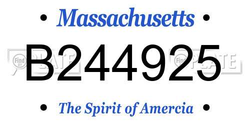 B244925 Massachusetts License Plate