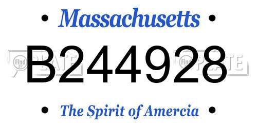 B244928 Massachusetts License Plate