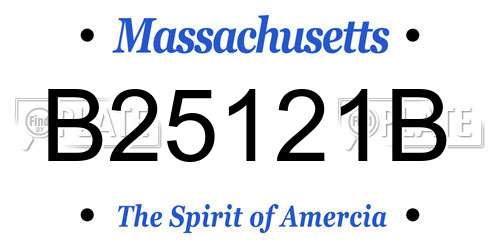 B25121B Massachusetts License Plate