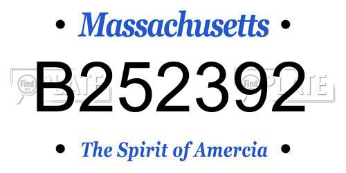 B252392 Massachusetts License Plate