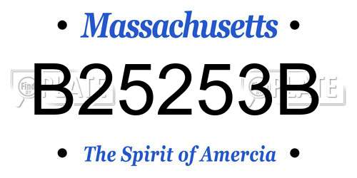 B25253B Massachusetts License Plate