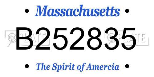 B252835 Massachusetts License Plate