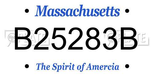 B25283B Massachusetts License Plate