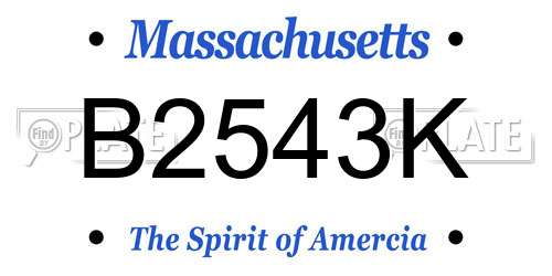 B2543K Massachusetts License Plate