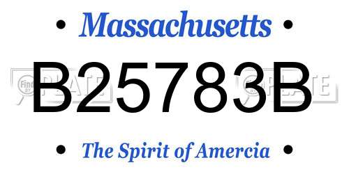 B25783B Massachusetts License Plate