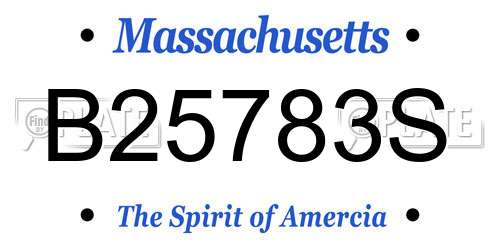B25783S Massachusetts License Plate