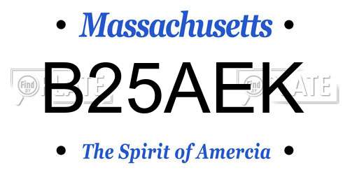 B25AEK Massachusetts License Plate
