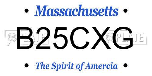 B25CXG Massachusetts License Plate