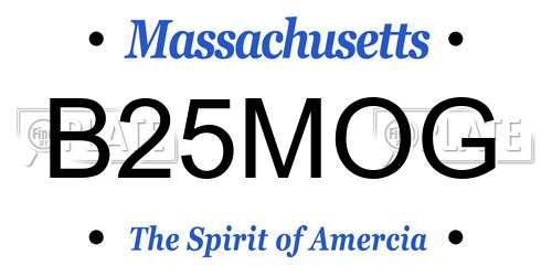 B25MOG Massachusetts License Plate