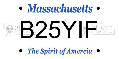 B25YIF Massachusetts License Plate
