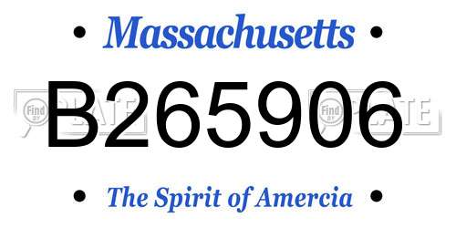 B265906 Massachusetts License Plate