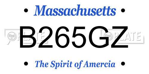 B265GZ Massachusetts License Plate