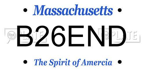 B26END Massachusetts License Plate