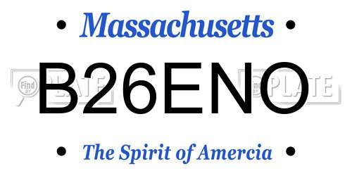 B26ENO Massachusetts License Plate