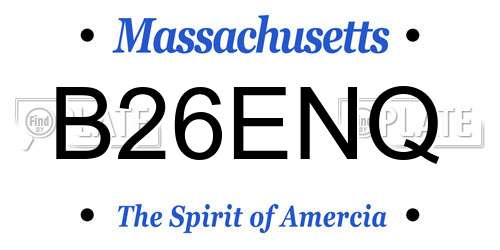 B26ENQ Massachusetts License Plate