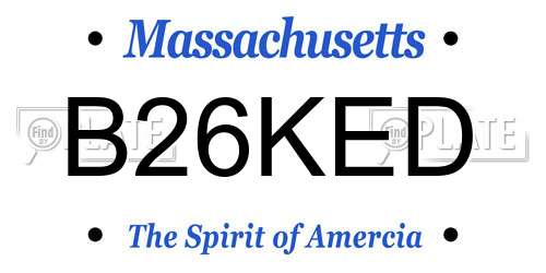 B26KED Massachusetts License Plate