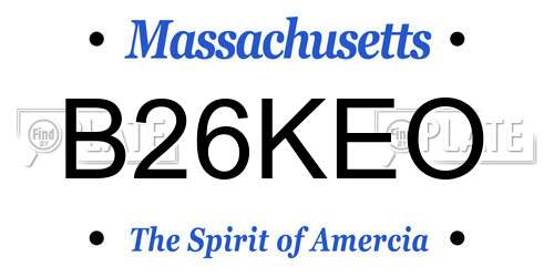 B26KEO Massachusetts License Plate