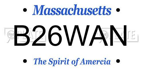 B26WAN Massachusetts License Plate