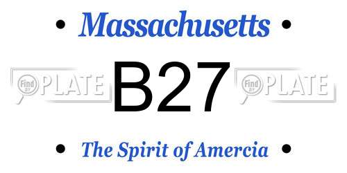 B27 Massachusetts License Plate