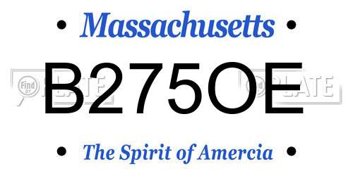 B275OE Massachusetts License Plate