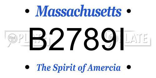 B2789I Massachusetts License Plate