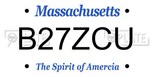 B27ZCU Massachusetts License Plate