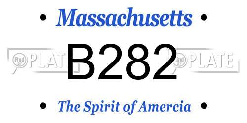 B282 Massachusetts License Plate